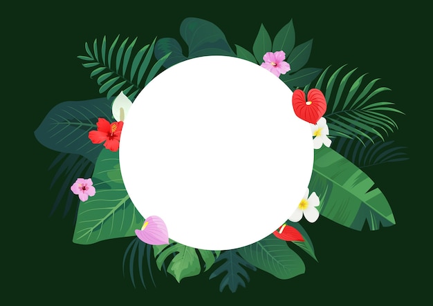 Summer vector illustration of tropical plants