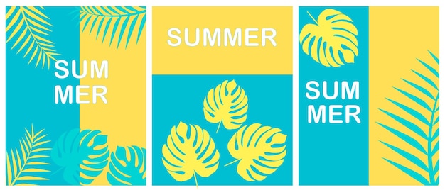 Summer vector illustration with tropical leaves background advertising banner for website flyer