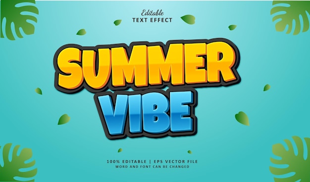 Summer Vibe 編集可能なテキストエフェクト スタイル 3D ボールド モダン
