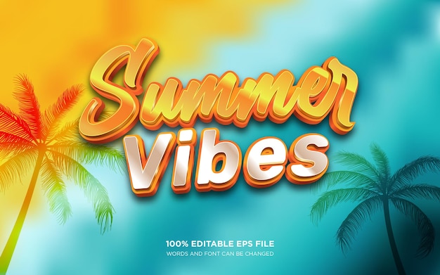 Summer vibes 3d bewerkbaar tekststijleffect