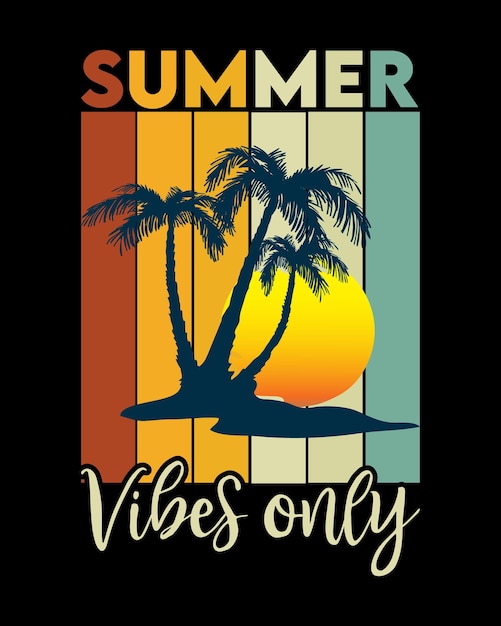 Summer vibes alleen t-shirtontwerp met zwarte achtergrond