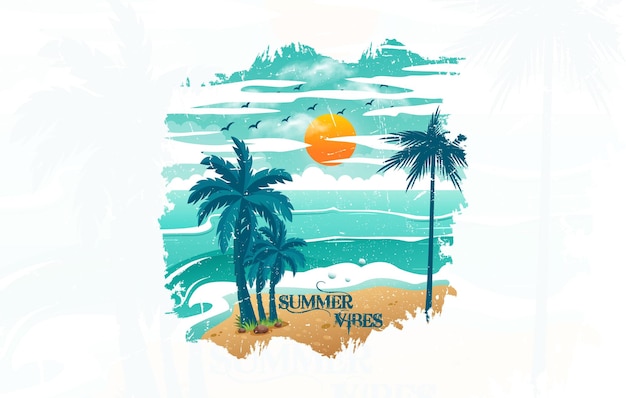 Summer Vibes 비치 티셔츠 디자인