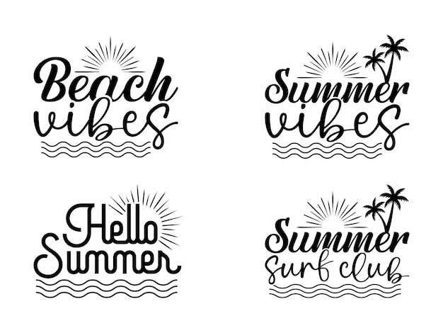 Vector summer vibes beach vibes hello summer designs bundle for tshirts