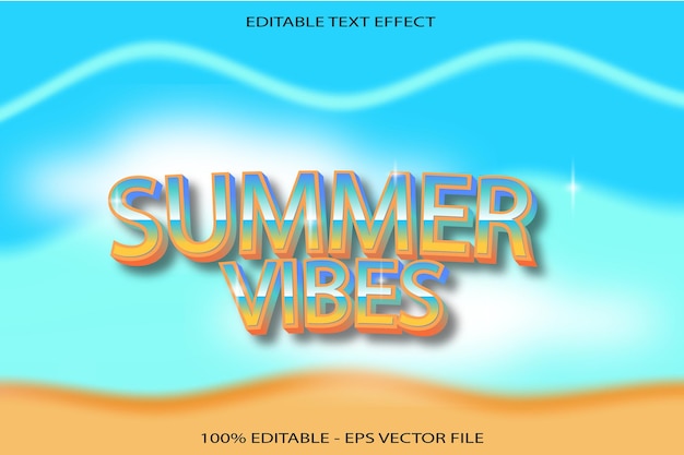 Summer vibes bewerkbaar teksteffect 3d gradien-stijl ontwerp