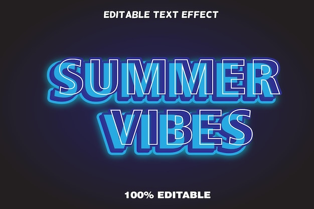 Summer vibes bewerkbare tekst Effect 3d reliëf cartoon stijl ontwerp