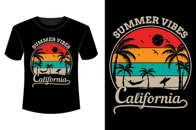 夏の雰囲気カリフォルニアTシャツデザインヴィンテージレトロ