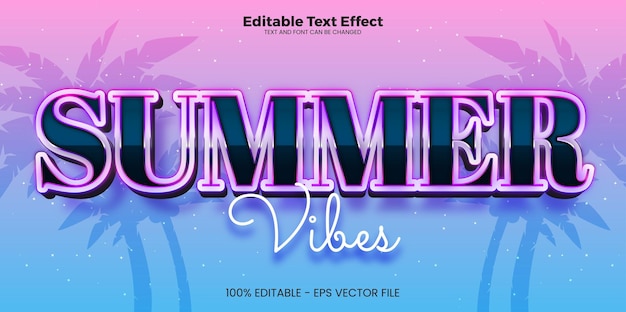 Vector summer vibes editable text effect in modern trend style