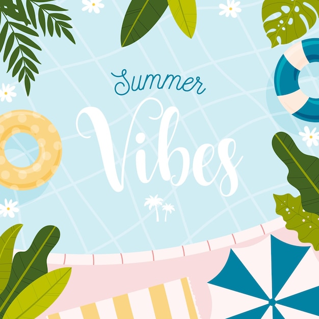 Scheda volantino summer vibes concetto di illustrazione vettoriale