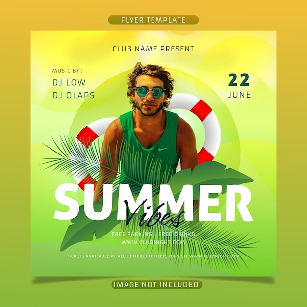 Vector summer vibes flyer template