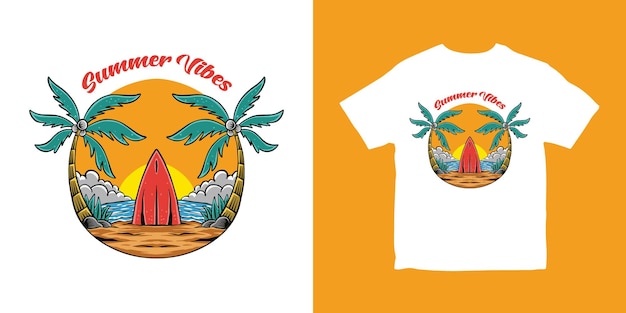 Summer vibes illustration tshirt design