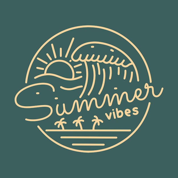 벡터 디자인 티셔츠 배지 스티커 등을 위한 Summer vibes 편지