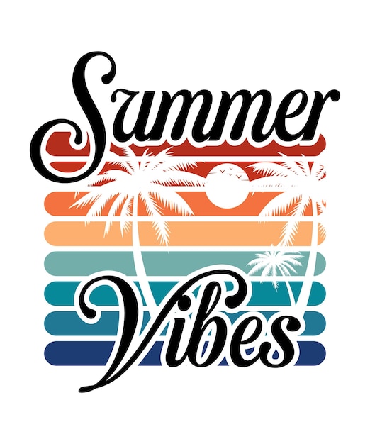 Vector summer vibes lettering tshirt design