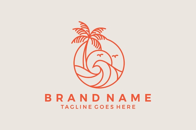 Summer vibes logo design vector poster and banner design in trendy linear style