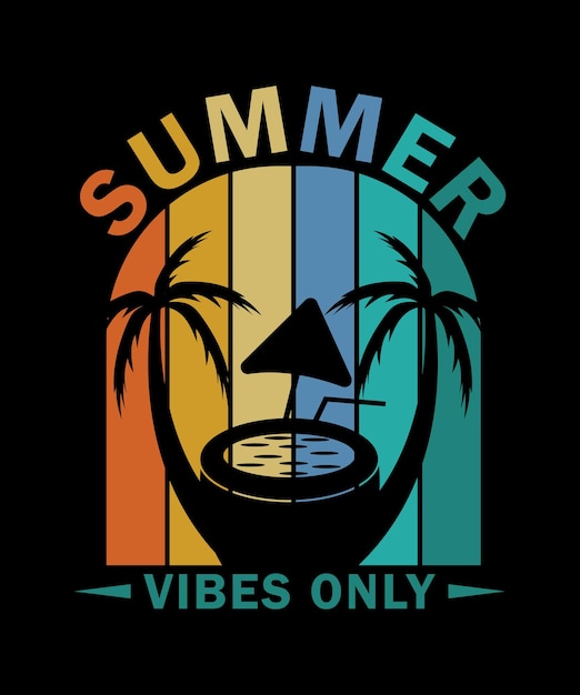 Шаблон дизайна векторной футболки Summer Vibes Only