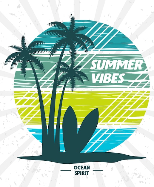 Vector summer vibes poster and apparel concept