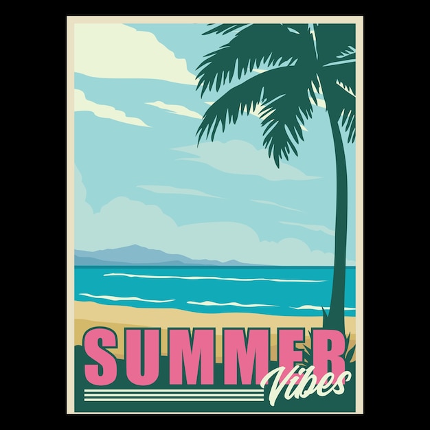 Summer vibes retro poster