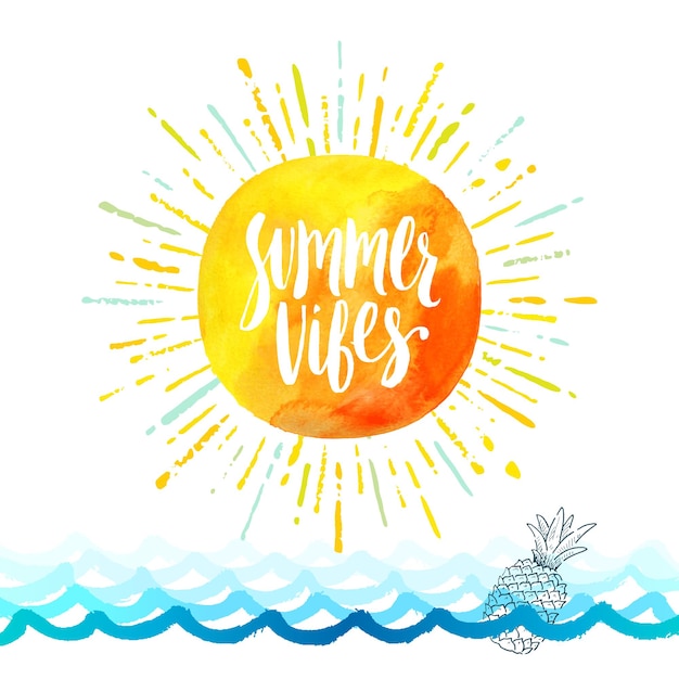 Vector summer vibes summer holidays greeting card