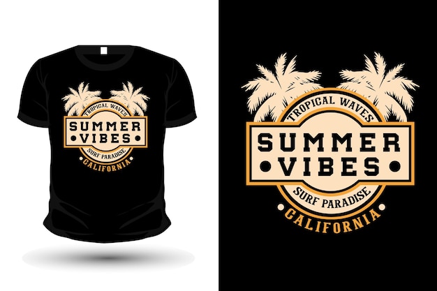 Summer vibes surf paradise typography t shirt template design