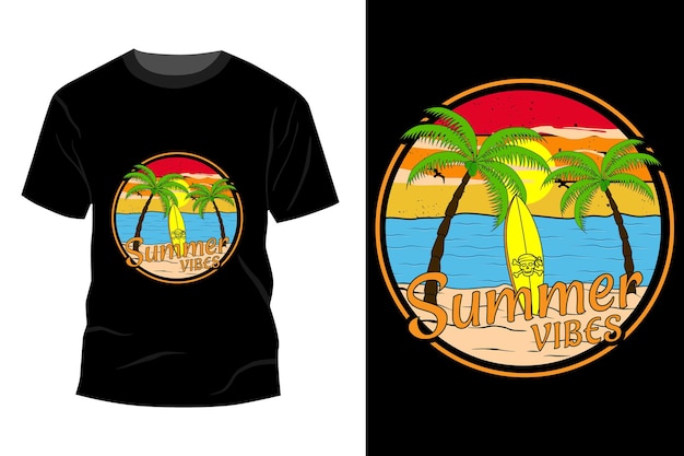 Summer vibes t-shirt mockup ontwerp vintage retro