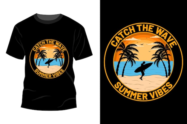 Summer vibes t-shirt mockup ontwerp vintage retro