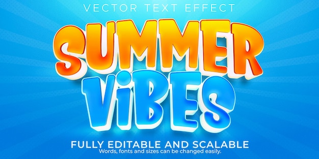 Summer Vibes-teksteffect bewerkbare tekststijl voor strand en zon