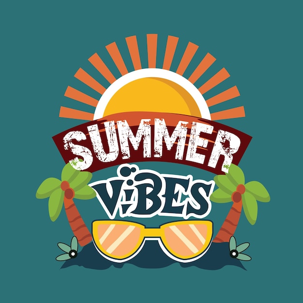 Vector summer vibes typograhy t shirt deisgn