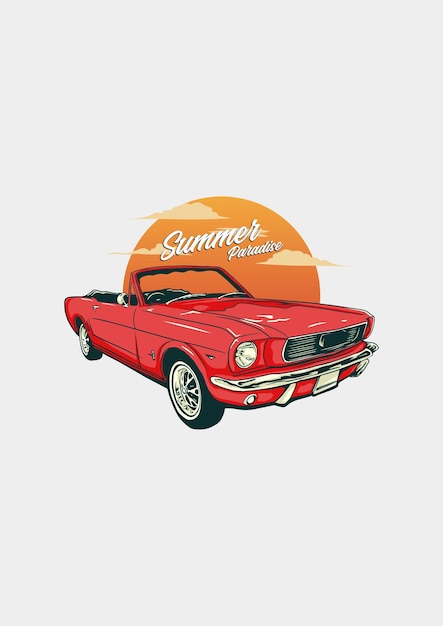 Summer vintage car vector clip art