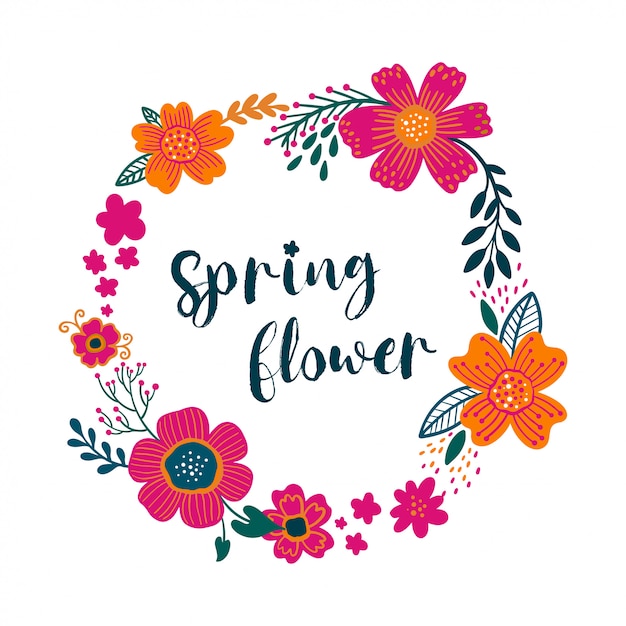 咲く庭の花と夏ビンテージ花グリーティングカードリース