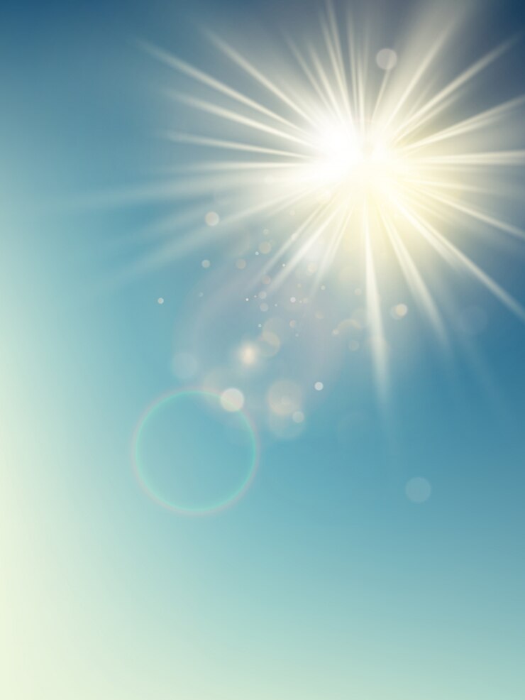夏の暖かい春の太陽光線はレンズフレアでバーストしました。