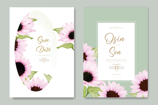 summer watercolor chrysanthemum flower card set