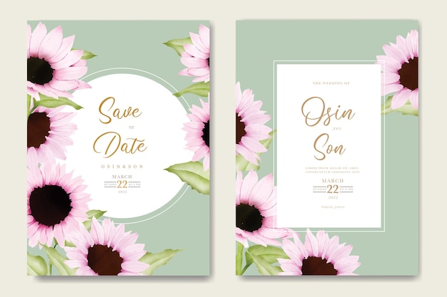 summer watercolor chrysanthemum flower card set