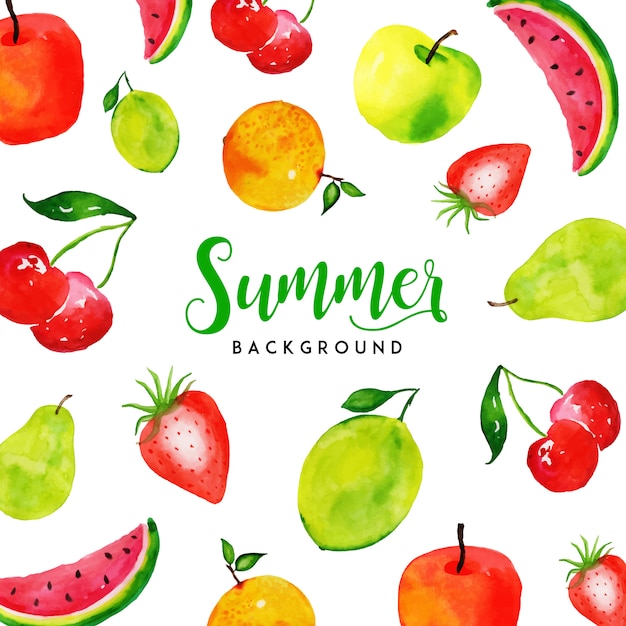 Summer Watercolor Fruits Multipurpose Background