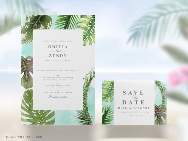 Summer wedding invitations cards set