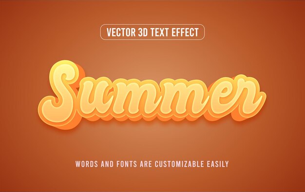 Vector summer yellow 3d editable text effect