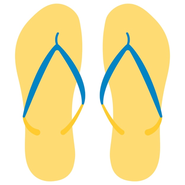 Summer yellow flip flops Vector flat illustration