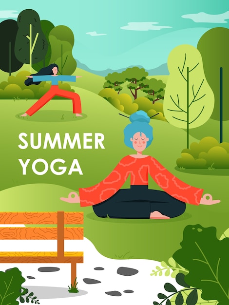 Summer yoga poster template