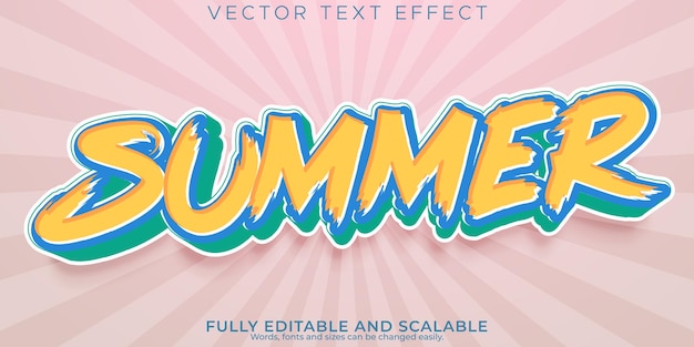 Summertext 효과 편집 가능한 휴일 및 태양 텍스트 스타일