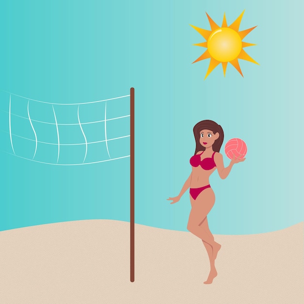 Vector summertime beach volleyball vector illustration