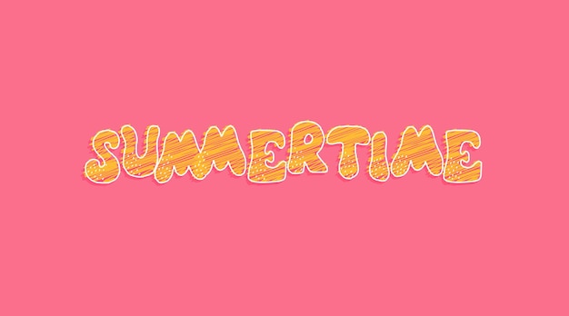 Summertime on bright abstract background Colorful poster with brush lettering about summer Vivid illustration in retro color style Vintage colors and shapes