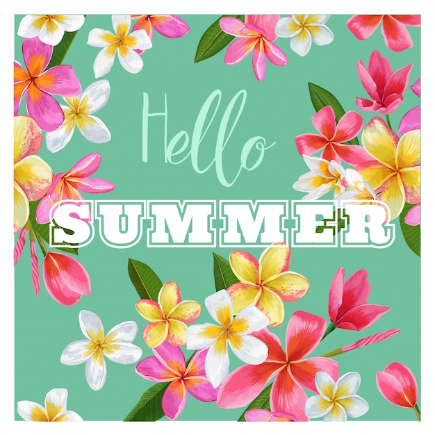 Summertime floral background design di fiori tropicali