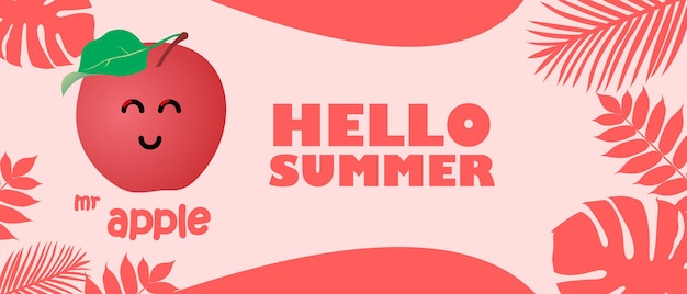 Summertime fruit tropical banner. Hello summer.