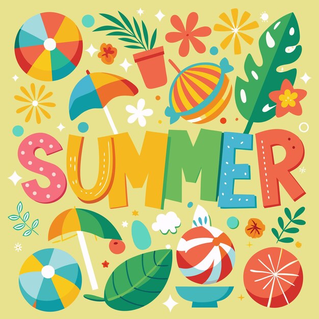 Vector summertime fun with colorful illustration