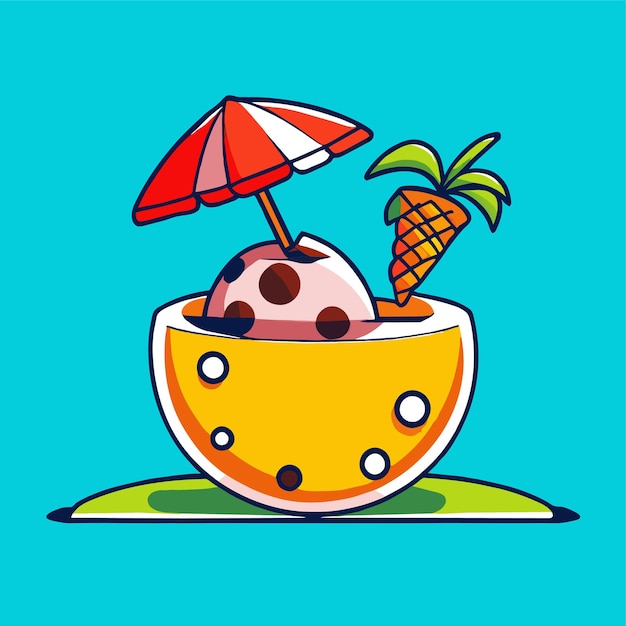 Vector summertime holiday with ice cream