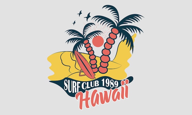 Summertime Surf Club 1989 Pulms Пляжные футболки Дизайн