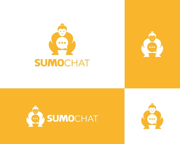 Simbolo di sumo e chat premium logo vettoriale