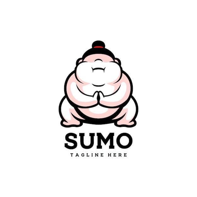 Vector sumo cute japan asian man sport happy fat