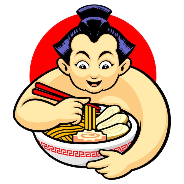 Vector sumo eat ramen