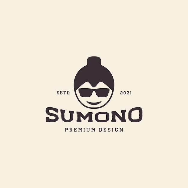 Sumo with sunglasses logo symbol icon vector graphic design illustration idea creative