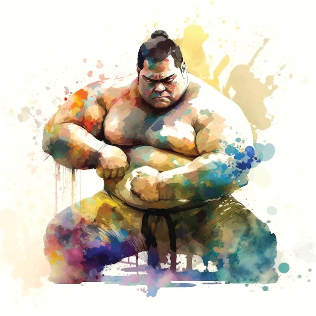 Sumo worstelaar aquarel verf ilustration verf