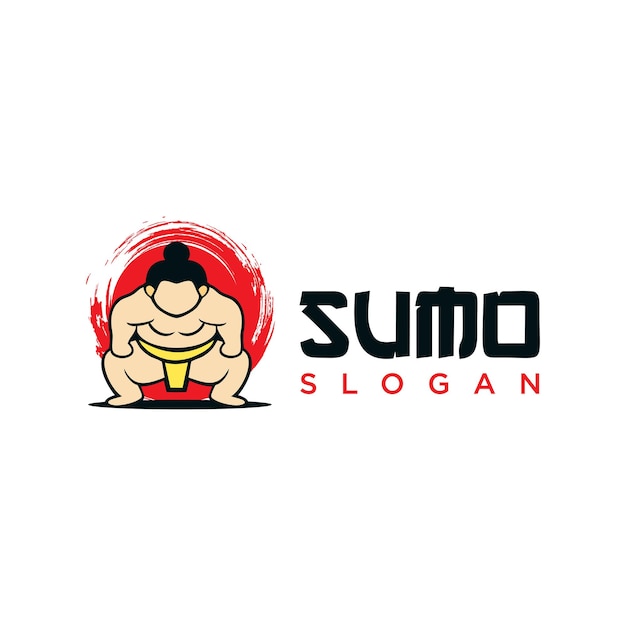 Vettore lottatore di sumo logo uomo grasso e sovrappeso